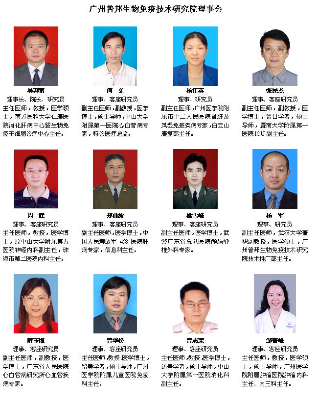 广州普邦生物免疫技术研究院理事会